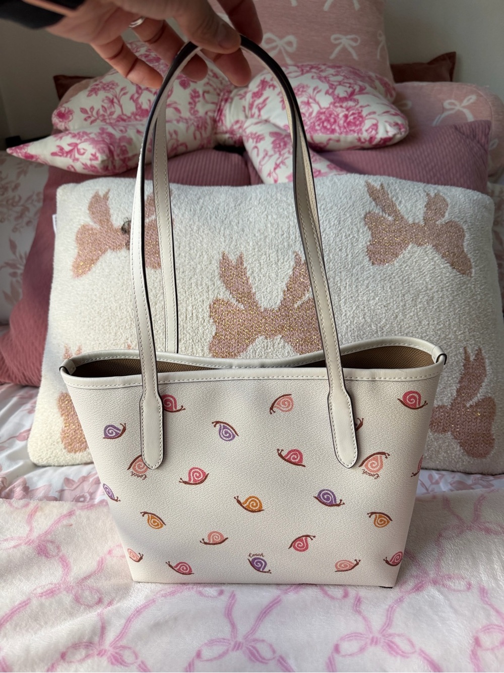 Coach Cream Mini Tote with Multicolor Snail Motif - Picture 7 of 7